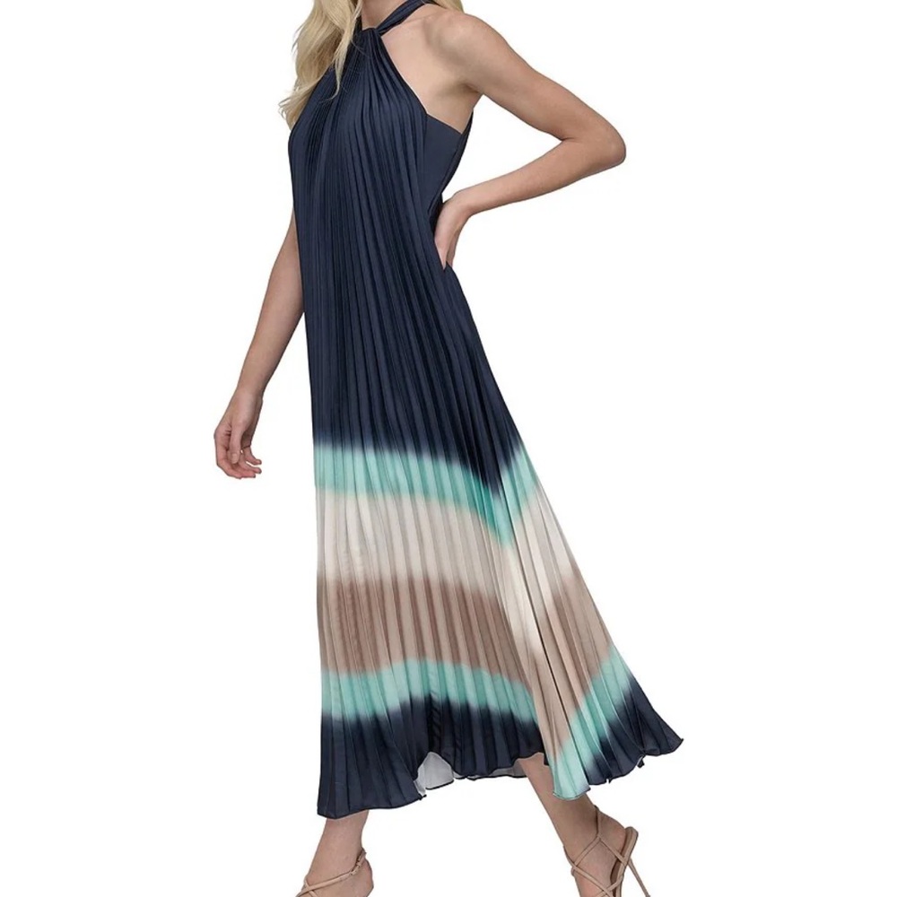 Donna Karan Pleated Charmeuse Halter Neck Midi Dress - LIKE NEW! - Picture 4 of 8